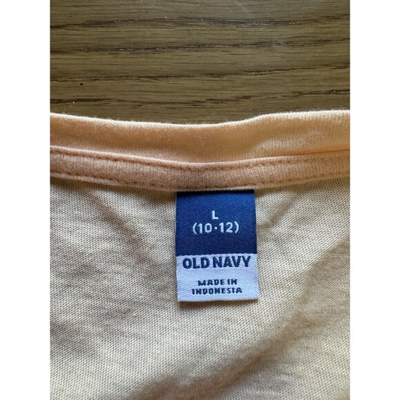 Old Navy Youth Size L 10-12 T Shirt Orange Floral Runched Summer Spring School - Picture 3 of 8